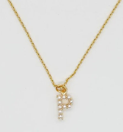 Dainty Love Pearl Initial Necklace