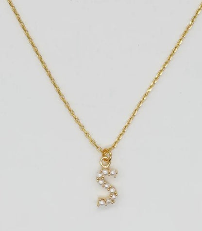 Dainty Love Pearl Initial Necklace