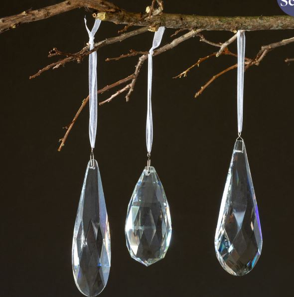 Faceted Crystal Drop Clear Ornament