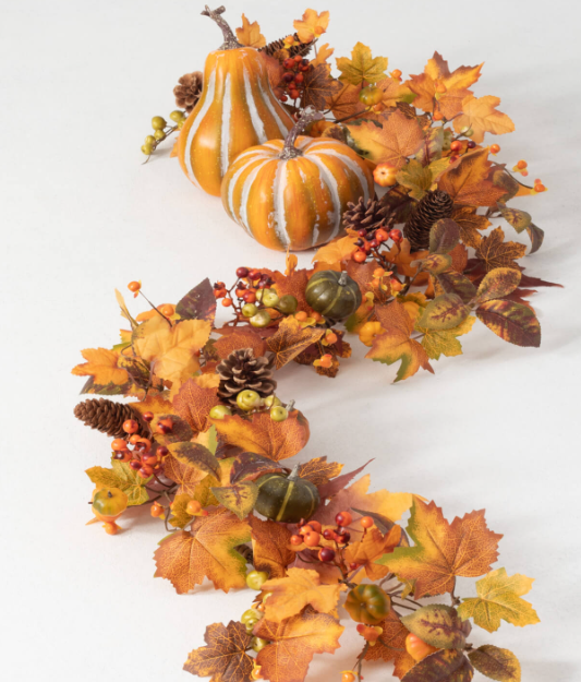 Fall Garland - Pumpkins, Leaves, Pinecones