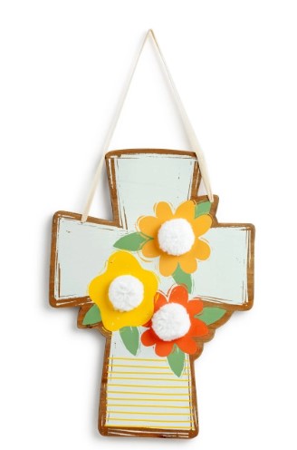 Floral Cross Spring Door Hanger