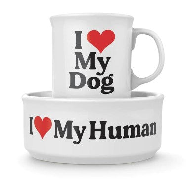 Howligans Heart Mug & Dog Bowl Set