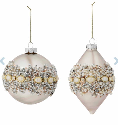 Pearl and Jewel Crusted Glass Ornament