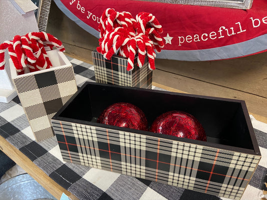 Black, White & Red Plaid Box