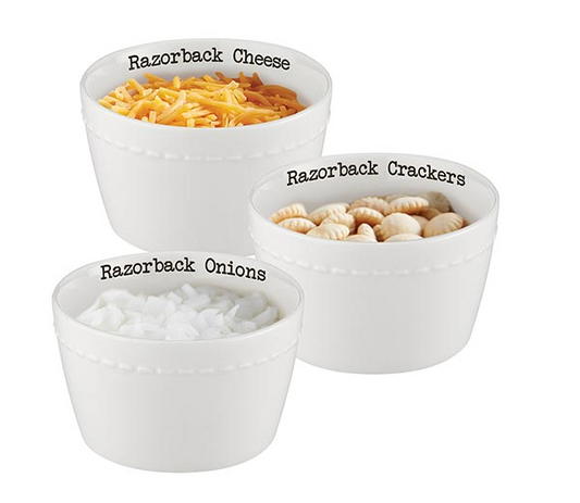 Razorback Chili Condiment Bowl Set