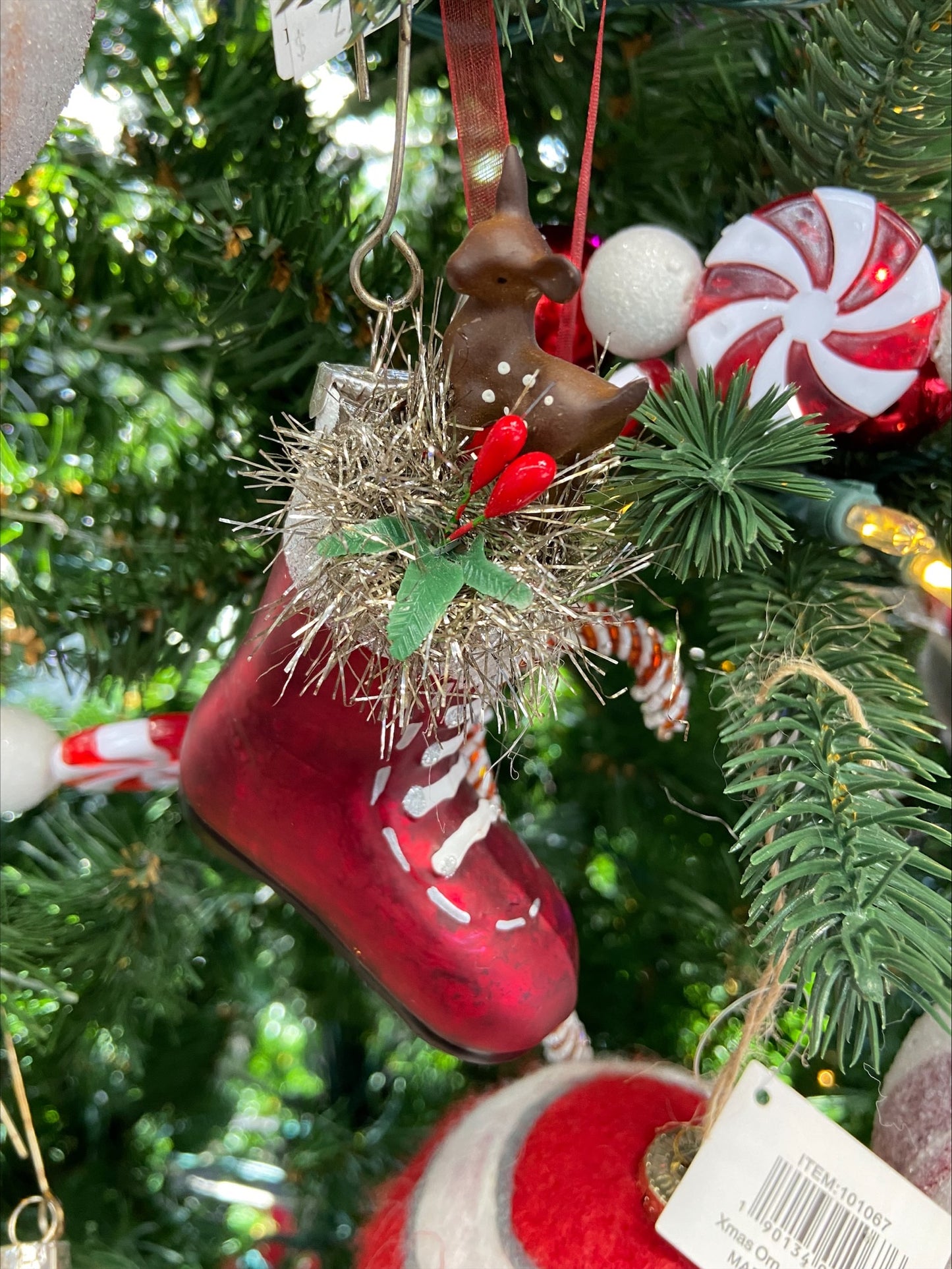 Red Glass Boot Ornament