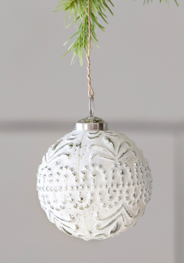 St. Lucia Embossed Glass Ball Ornament