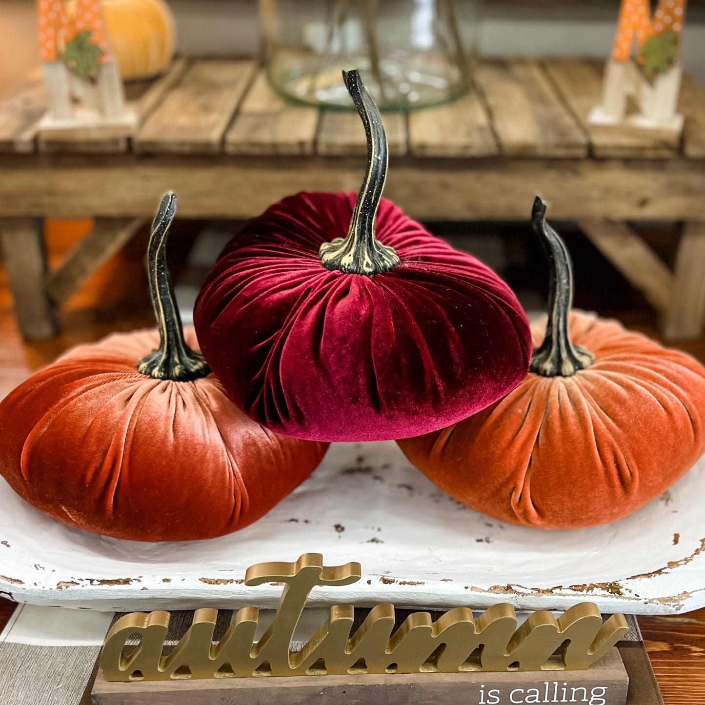 Large Handmade Velvet Pumpkin