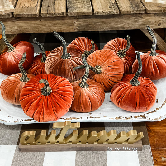 Small Handmade Velvet Pumpkins