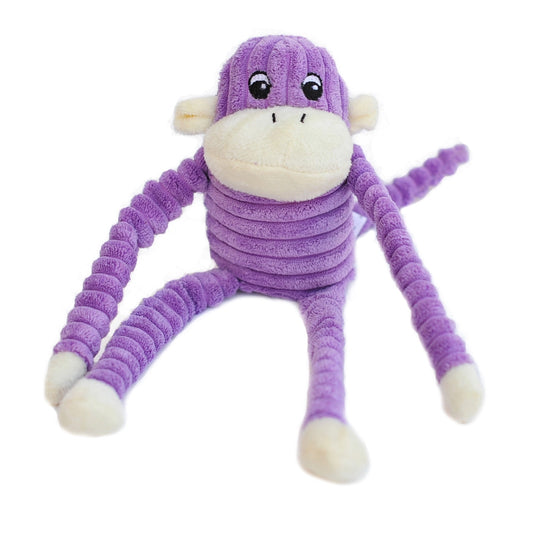 Spencer the Crinkle Monkey Dog Toy - Purple